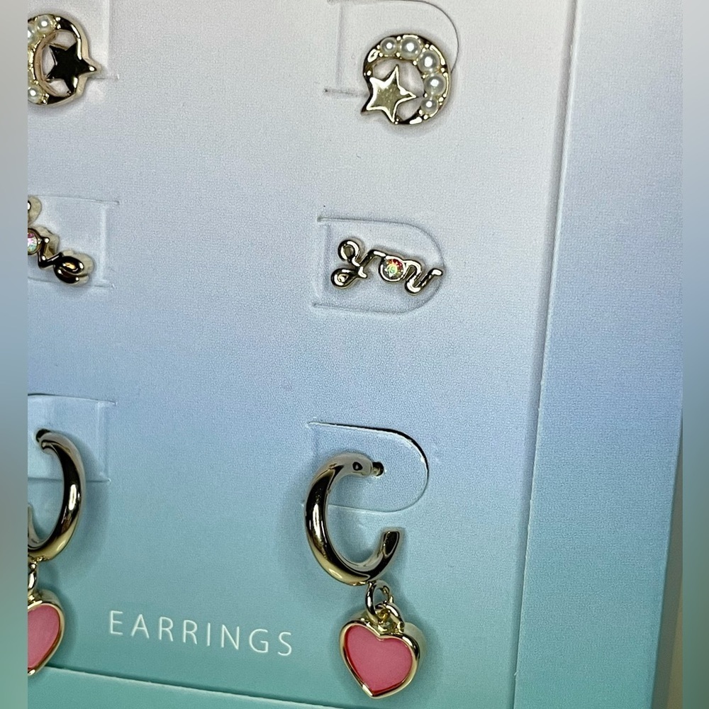 INC International Concepts Love You, Pink Heart, Star & Moon 3 Pc Earring Set - Picture 13 of 16